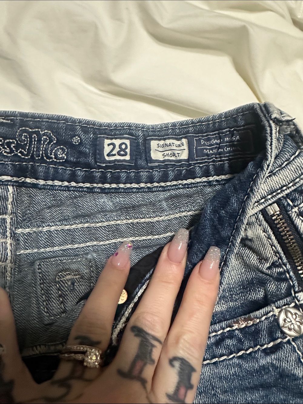 Miss Me Light Blue Distressed Denim Jean Shorts - Picture 4 of 5